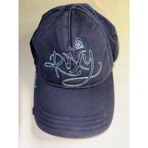 Roxy Navy Blue Cotton Script Logo Snapback Baseball Cap Hat Adjustable